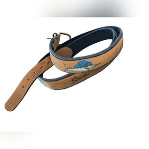 Worldwide Sportsman Leather Belt with Embroidered Swordfish SZ 44 Fishing
